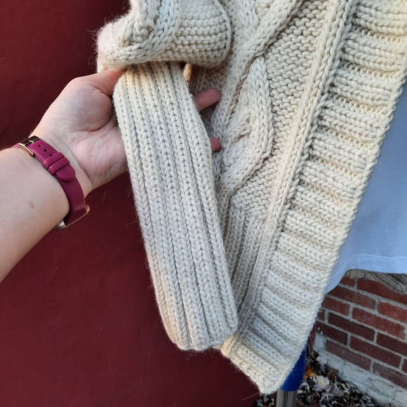 Anthropologie Aeve Peruvian Baby Alpaca Wool Chunky Cable Knit Cardigan Sweater - Picture 6 of 10